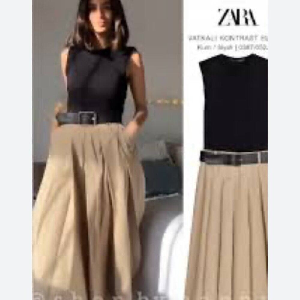 Zara contrast dress with shoulder pad NWOT